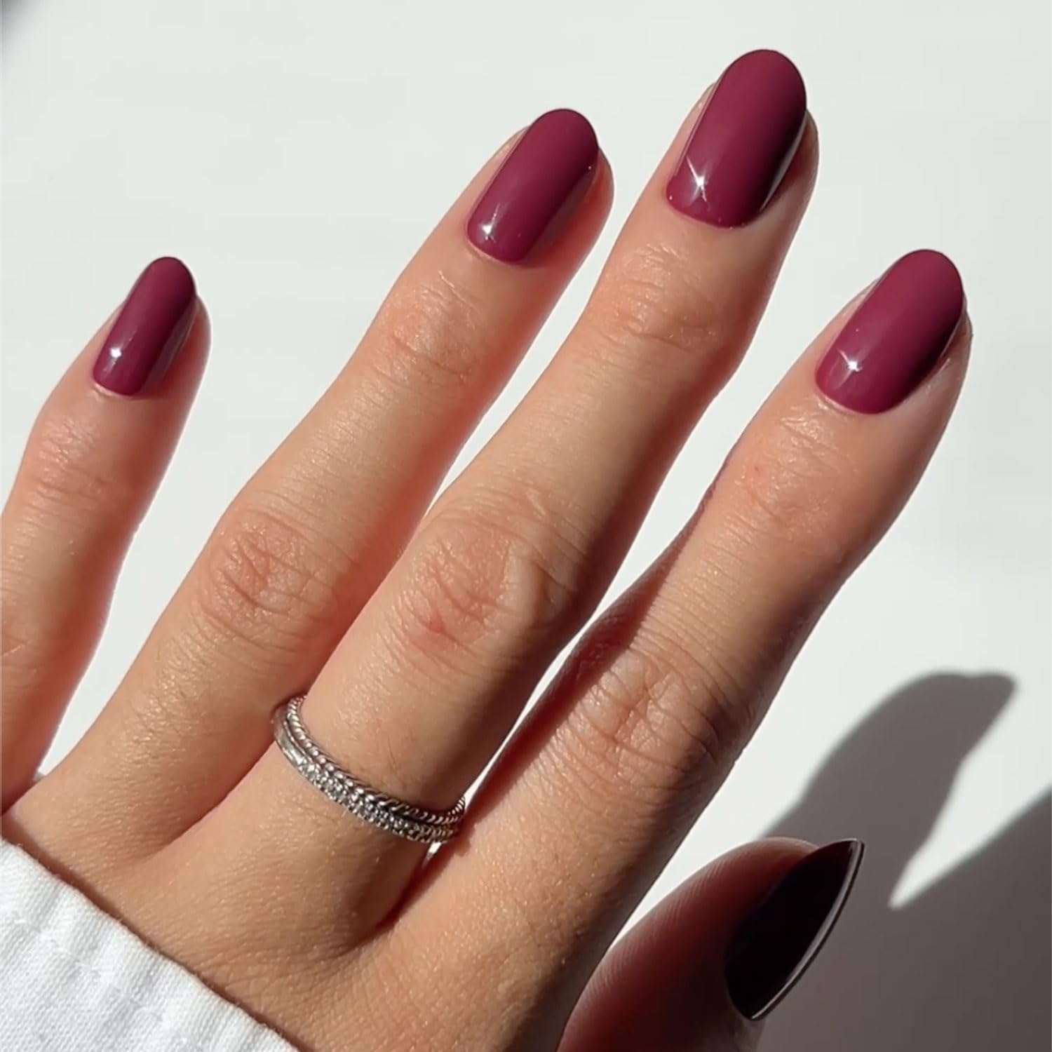 Glamnetic Press On Nails - Goal Digger | Glossy, Semi-Transparent, Short Round Nails, Reusable | 12 Sizes - 30 Nail Kit with Glue