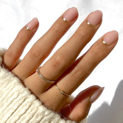 Glamnetic Press On Nails - Goal Digger | Glossy, Semi-Transparent, Short Round Nails, Reusable | 12 Sizes - 30 Nail Kit with Glue