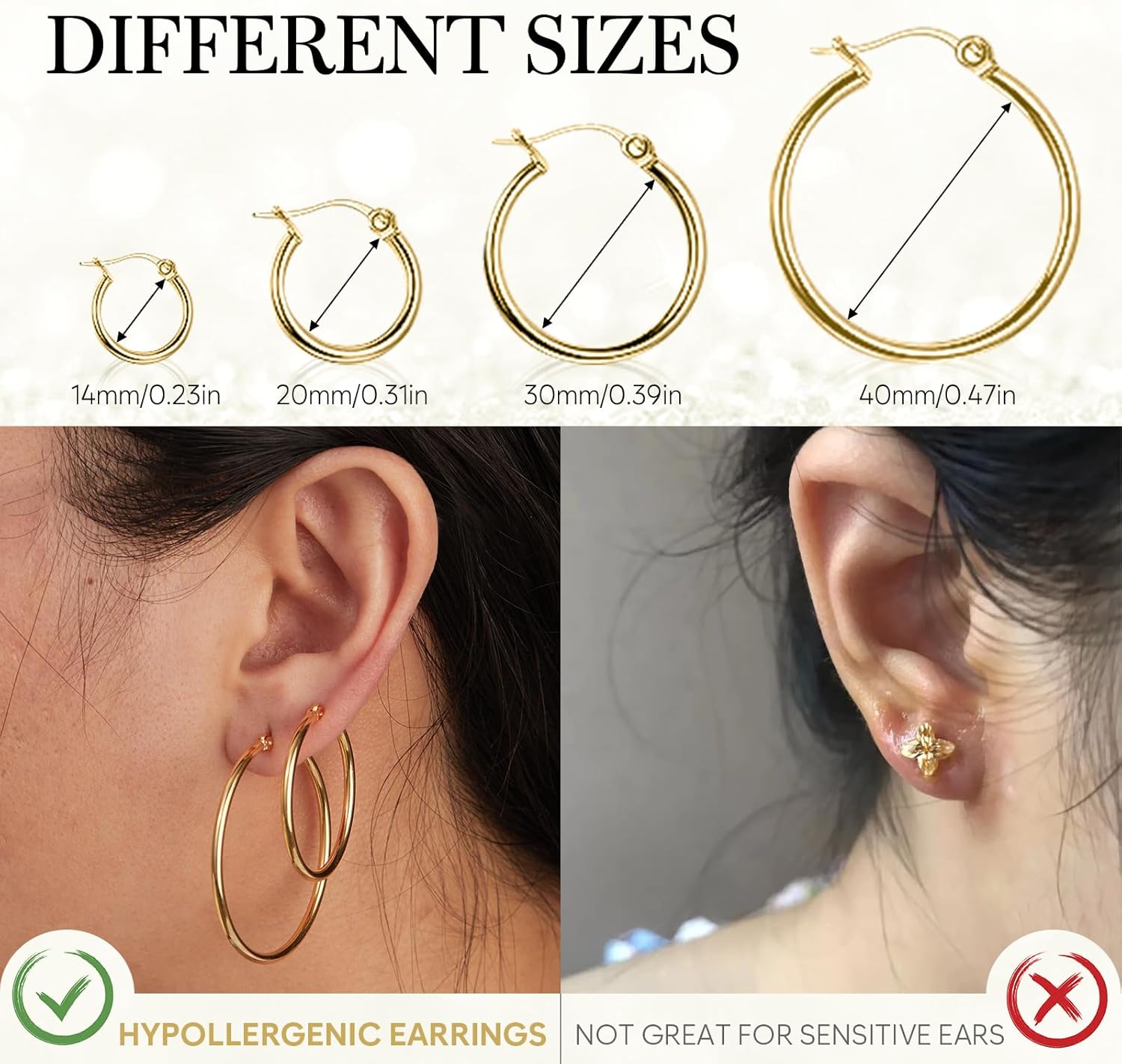 Gold Hoop Earrings Set for Women,14k Gold Plated Gold Hoops