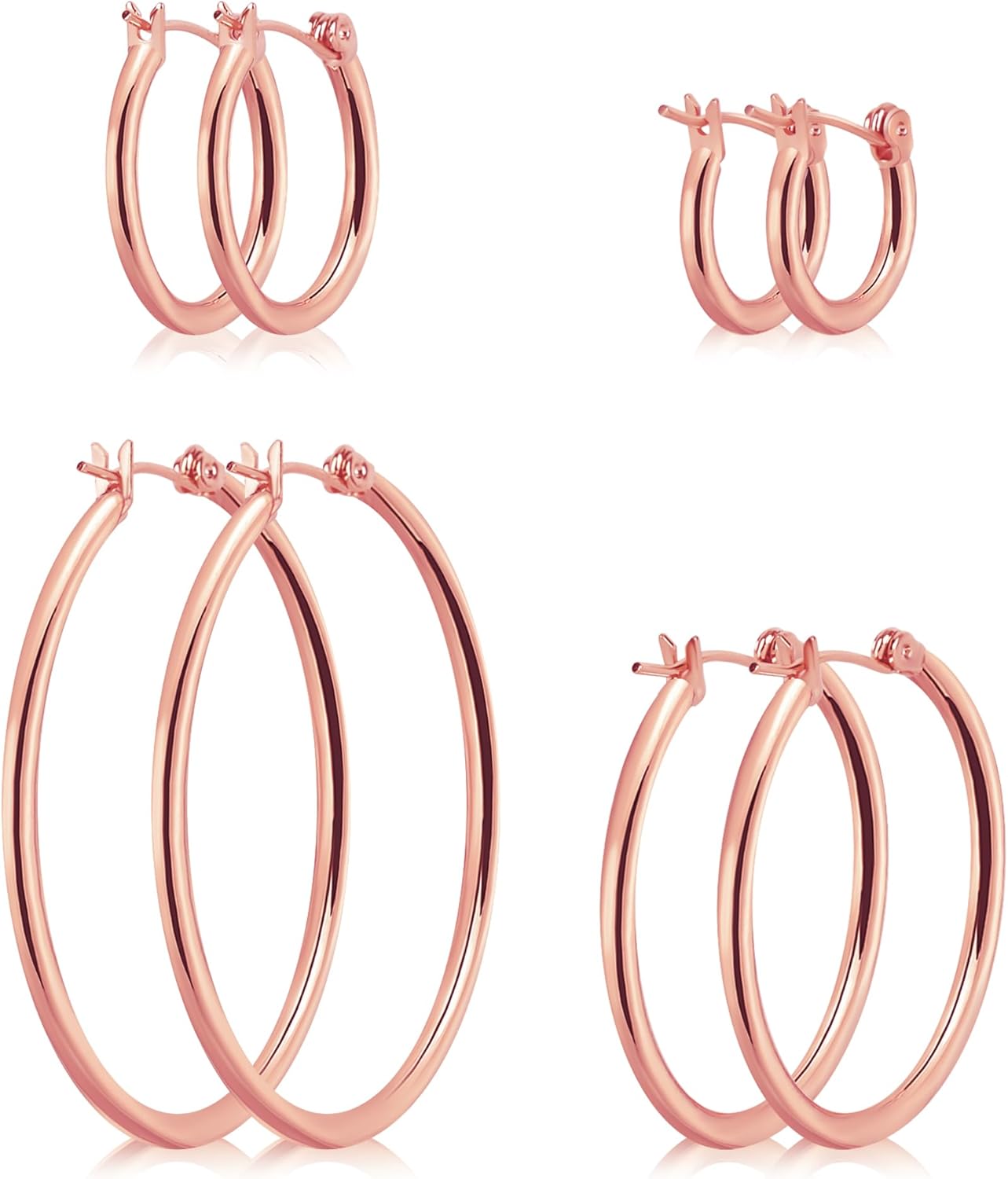 Gold Hoop Earrings Set for Women,14k Gold Plated Gold Hoops