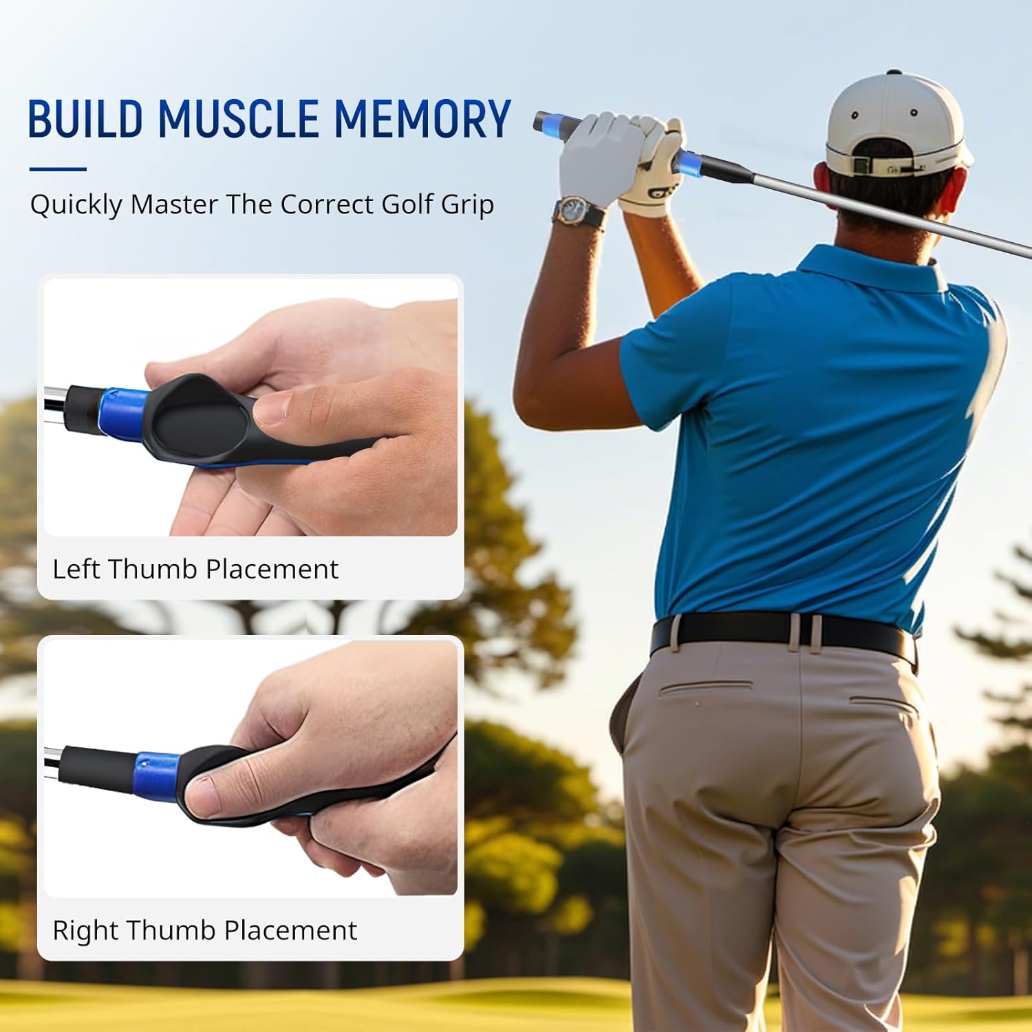 Golf Grip Trainer Kit - Correct Hand Position Training Aid for Clubs