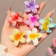 Gradient Flower Hair Clawst, Polyester Woven, Mixed Color, Pop-Culture Theme, Fashionable Casual Style, Perfect for Outings & Commuting, Ideal Gift for Young Ladies