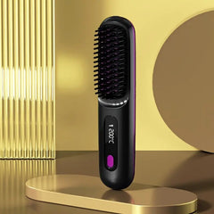 Negative Ion Wireless Hair Straightener - fast heating, lightweight, USB-C charging, burn protection, 2000mAh battery, digital display screen, suitable for all hair types