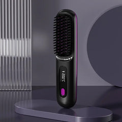 Negative Ion Wireless Hair Straightener - fast heating, lightweight, USB-C charging, burn protection, 2000mAh battery, digital display screen, suitable for all hair types