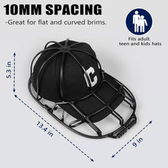 Hat Washer Cage - Universal Hat Cleaner for Washing Machine & Dishwasher - Baseball Cap Dishwasher Hat Rack Protector Organizer for Flat & Curved Hats (Black)