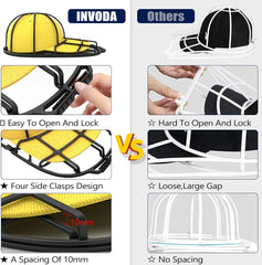 Hat Washer Cage - Universal Hat Cleaner for Washing Machine & Dishwasher - Baseball Cap Dishwasher Hat Rack Protector Organizer for Flat & Curved Hats (Black)