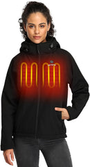 ORORO Women's Slim Fit Heated Jacket with Battery, Heated Coat with Detachable Hood (Charger Not Included)