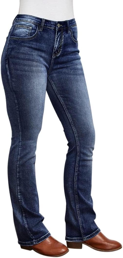Pantalones vaqueros de mujer, pantalones vaqueros de tiro medio y corte acampanado de los años 90, pantalones vaqueros negros de alta elasticidad, pantalones de mezclilla de corte acampanado para mujer 