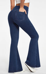 Pantalones vaqueros acampanados IUGA para mujer, de cintura alta, elásticos, acampanados, con pernera ancha y corte en V, con control del abdomen 