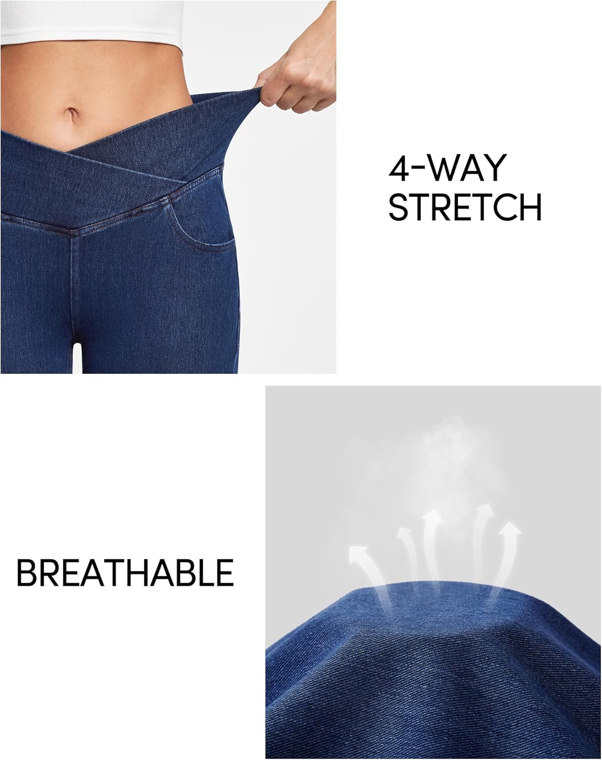 Pantalones vaqueros acampanados IUGA para mujer, de cintura alta, elásticos, acampanados, con pernera ancha y corte en V, con control del abdomen 