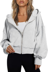 Sudaderas con capucha de moda Queen para mujer, sudaderas cortas con cremallera completa, chaquetas, tops casuales y cómodos para el gimnasio, conjuntos de otoño e invierno 2024 