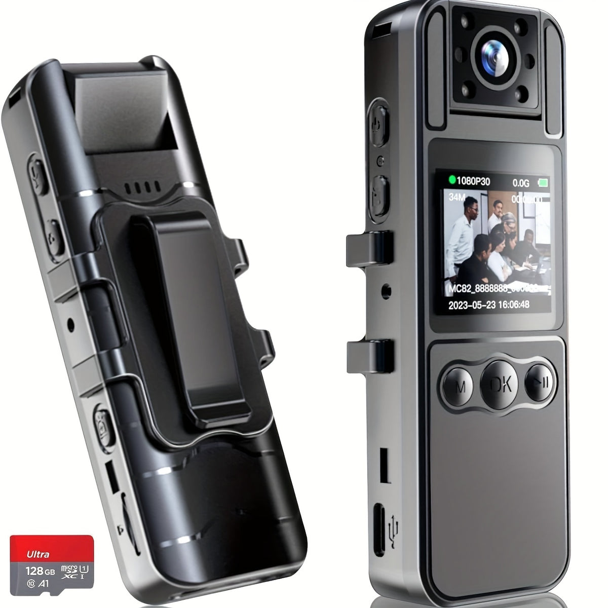 Human Body Camera—1080p HD Screen, 64GB Storage, Night Vision, 8H Battery, Instant Transmission (Home/Outdoor/Cycling)Full HD 1080P Recording: Captures high-definition video (1080P) and ultra-high-definition photos for both day and night use.  Enhanced Ni