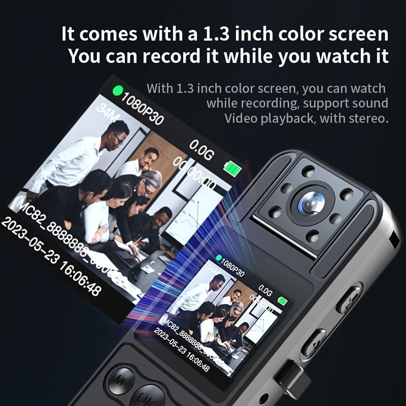 Human Body Camera—1080p HD Screen, 64GB Storage, Night Vision, 8H Battery, Instant Transmission (Home/Outdoor/Cycling)Full HD 1080P Recording: Captures high-definition video (1080P) and ultra-high-definition photos for both day and night use.  Enhanced Ni
