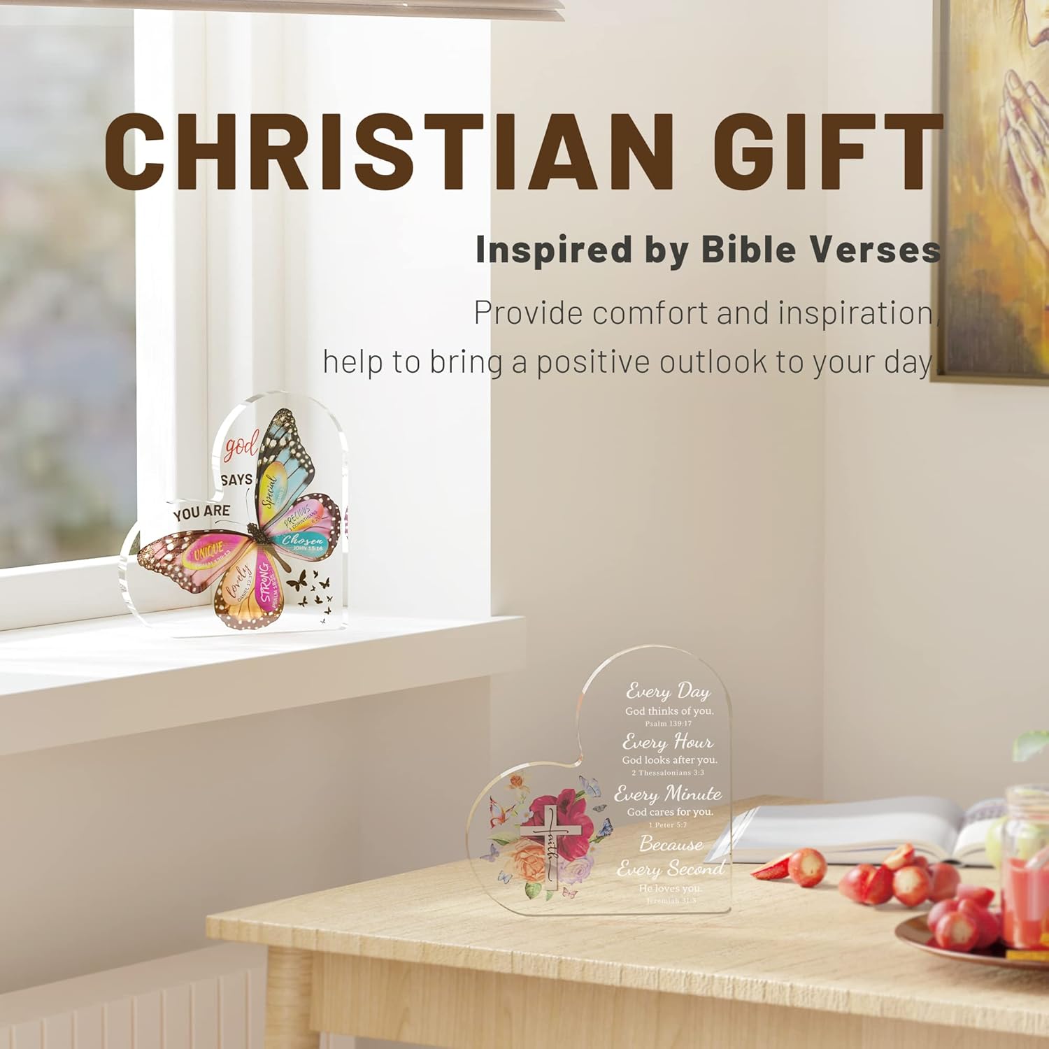 Christian Gifts for Women Birthday, Inspirational Gifts for Women Friends, Acrylic Bible Verse Desk Deco