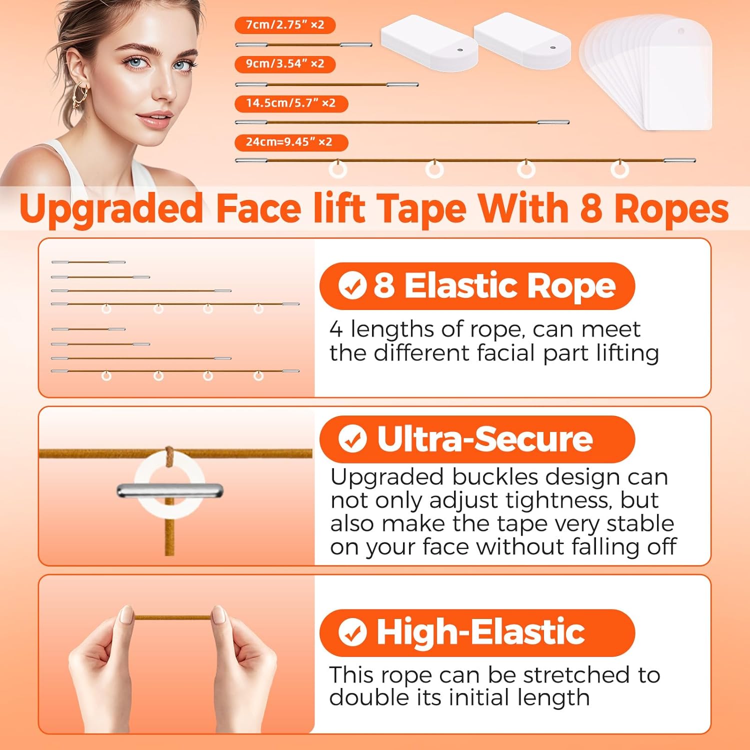 Invisible Face Lift Tape (100pcs, 8-strand) – Multi-Use for Makeup & Contouring (Women)