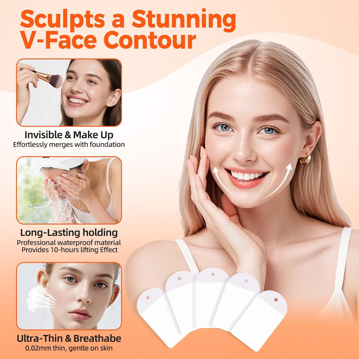 Invisible Face Lift Tape (100pcs, 8-strand) – Multi-Use for Makeup & Contouring (Women)