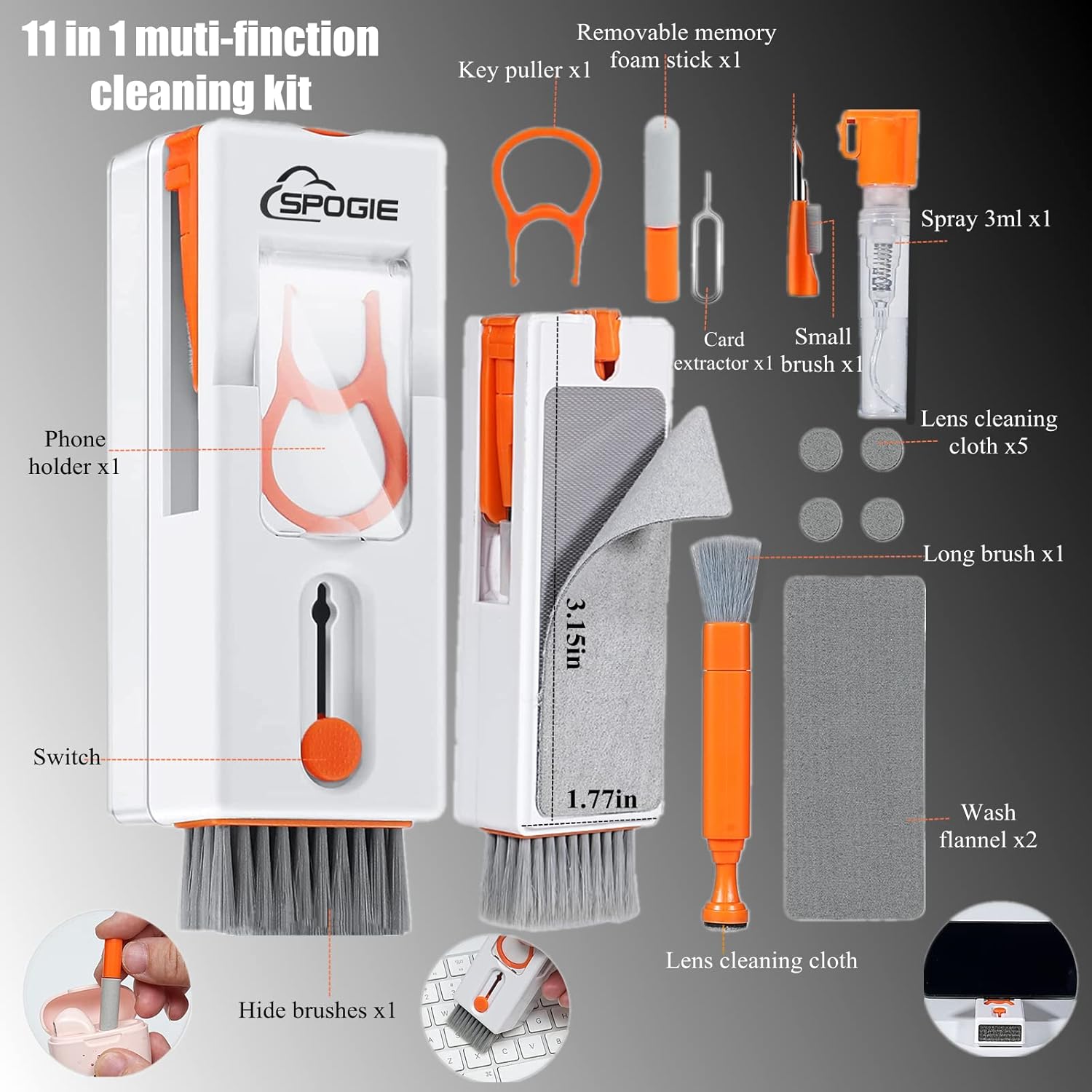 11-in-1 Keyboard Cleaning Kit, Laptop Cleaning Kit Keyboard Brush Cleaner