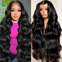 30 Inch 13x6 Lace Front Wigs Human Hair 200 Density Body Wave HD Lace Front Wigs Human Hair Pre Plucked Natural Color for Women
