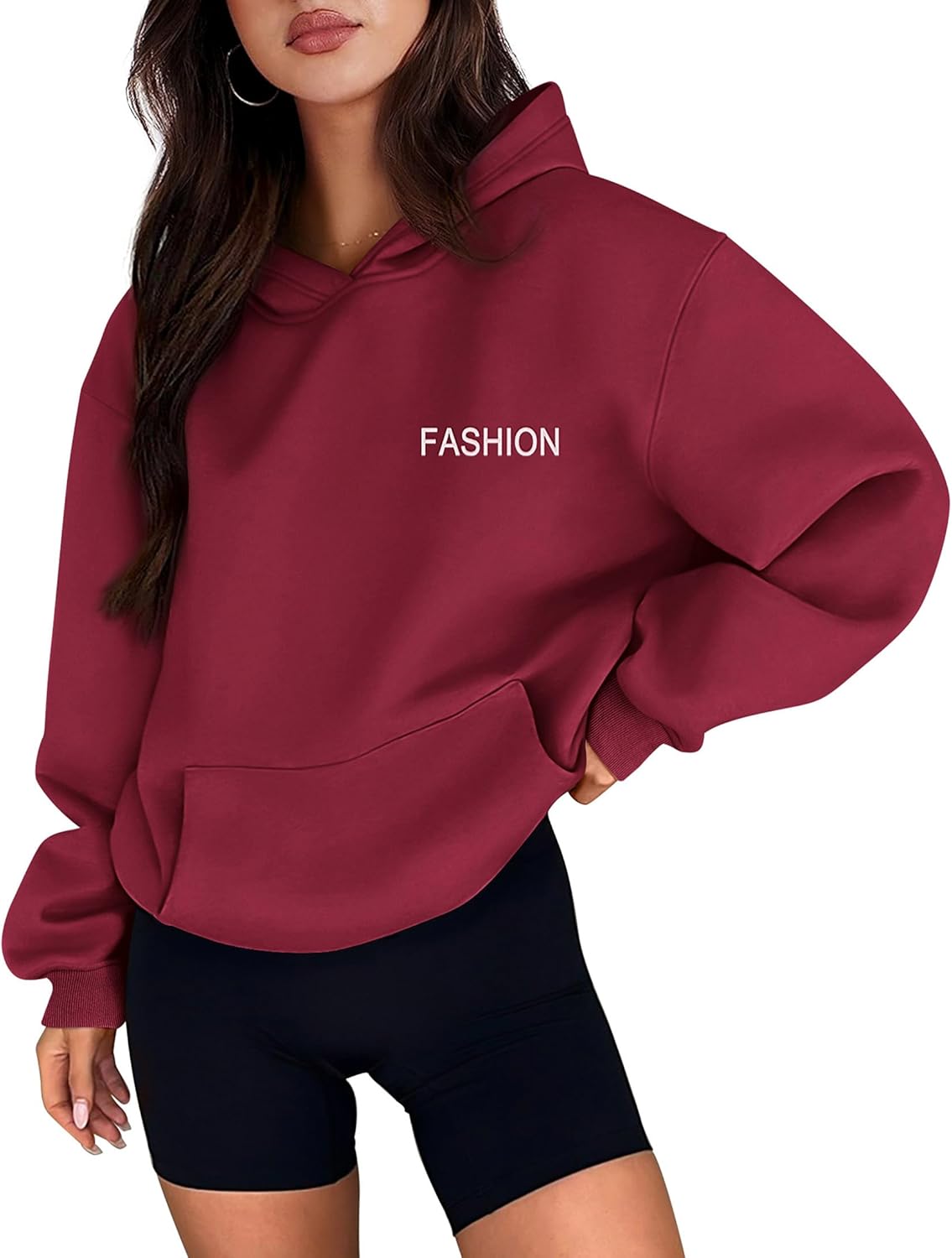 PRETTYGARDEN Sudaderas con capucha de manga larga para mujer Conjuntos de moda de otoño 2024 Sudaderas con capucha de gran tamaño sólidas Ropa con bolsillos 
