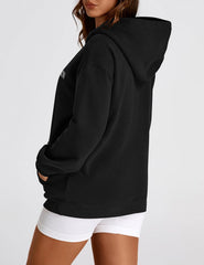 PRETTYGARDEN Sudaderas con capucha de manga larga para mujer Conjuntos de moda de otoño 2024 Sudaderas con capucha de gran tamaño sólidas Ropa con bolsillos 