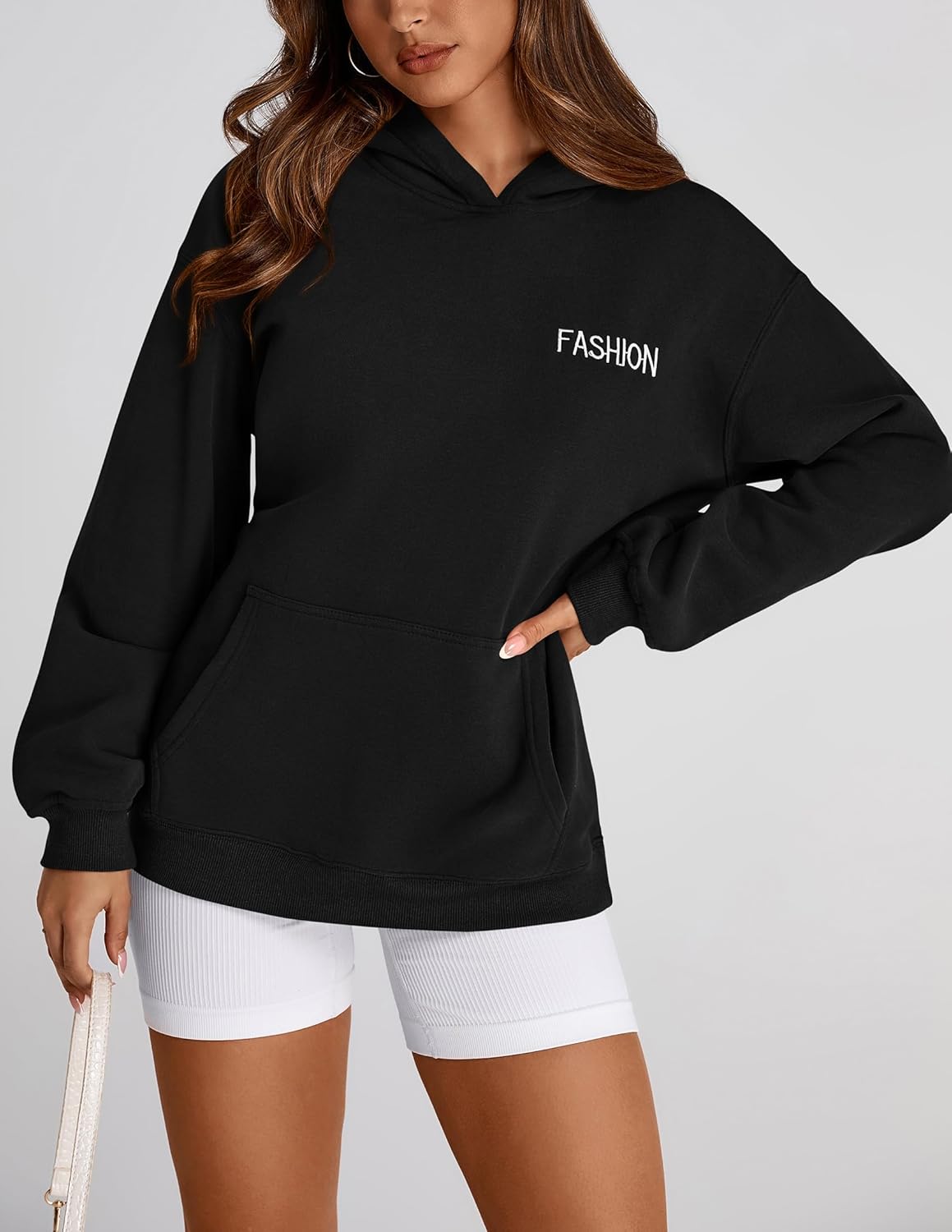 PRETTYGARDEN Sudaderas con capucha de manga larga para mujer Conjuntos de moda de otoño 2024 Sudaderas con capucha de gran tamaño sólidas Ropa con bolsillos 