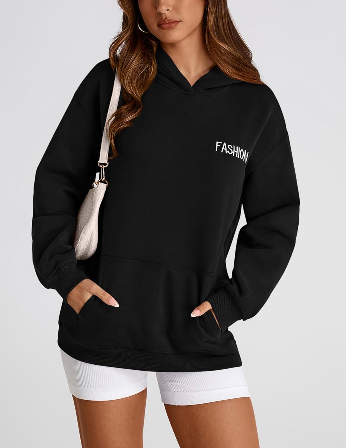 PRETTYGARDEN Sudaderas con capucha de manga larga para mujer Conjuntos de moda de otoño 2024 Sudaderas con capucha de gran tamaño sólidas Ropa con bolsillos 