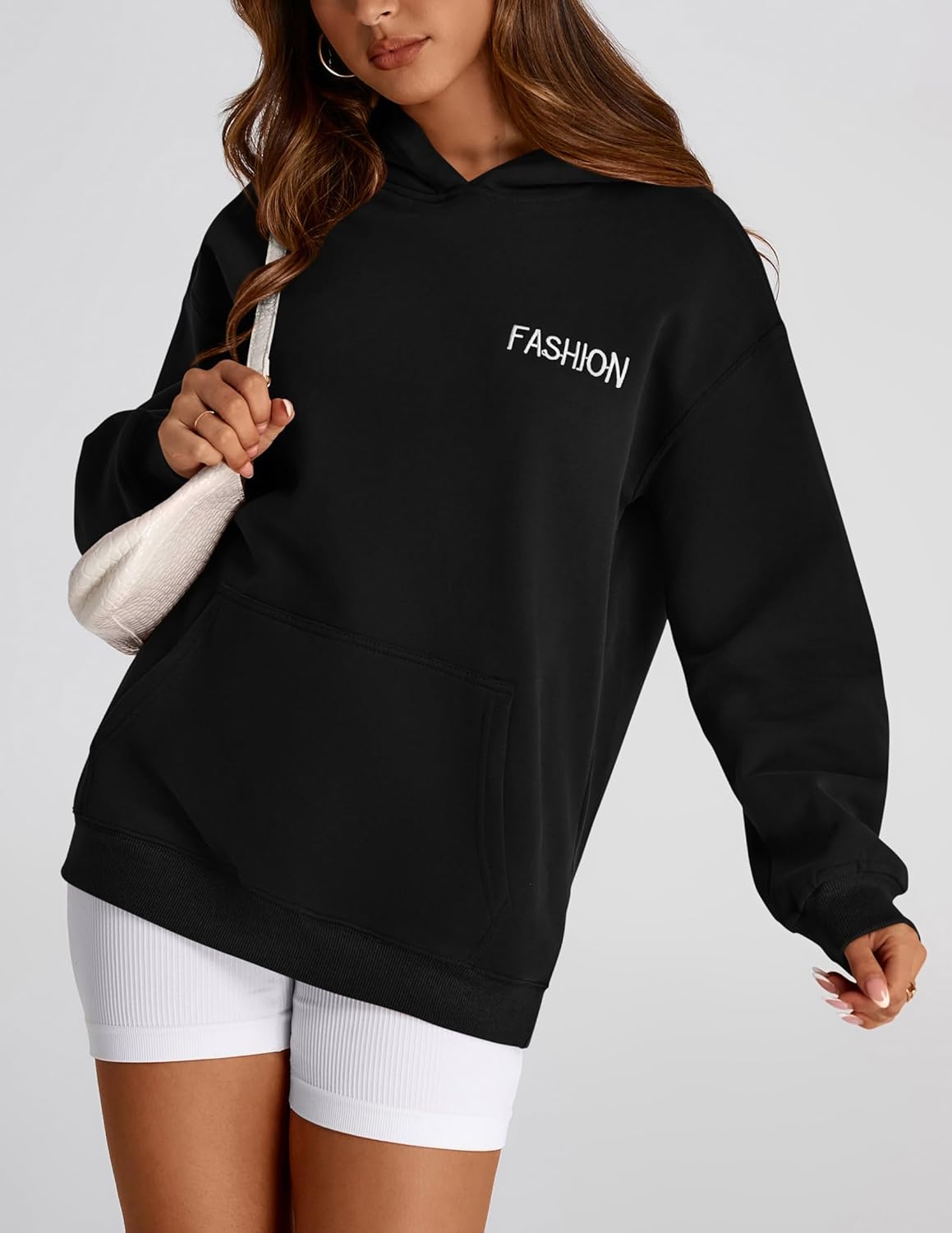 PRETTYGARDEN Sudaderas con capucha de manga larga para mujer Conjuntos de moda de otoño 2024 Sudaderas con capucha de gran tamaño sólidas Ropa con bolsillos 
