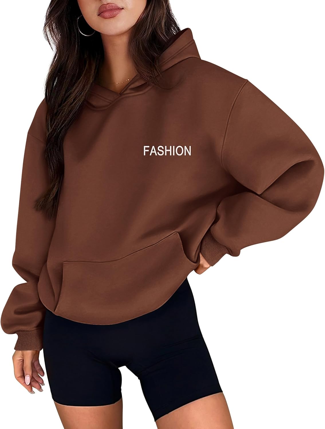 PRETTYGARDEN Sudaderas con capucha de manga larga para mujer Conjuntos de moda de otoño 2024 Sudaderas con capucha de gran tamaño sólidas Ropa con bolsillos 