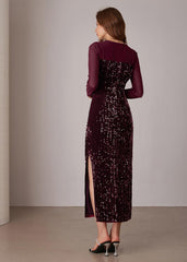 Vestido formal de cóctel de terciopelo de manga larga con lentejuelas y brillo para mujer de GRACE KARIN 