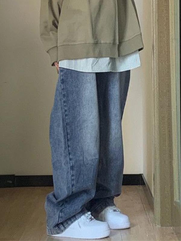 EMMIOL Jeans de mezclilla para mujer, pantalones vaqueros de pierna ancha, pantalones vaqueros holgados de cintura baja para mujer, pantalones vaqueros holgados tipo boyfriend, pantalones vaqueros Y2K 90S 