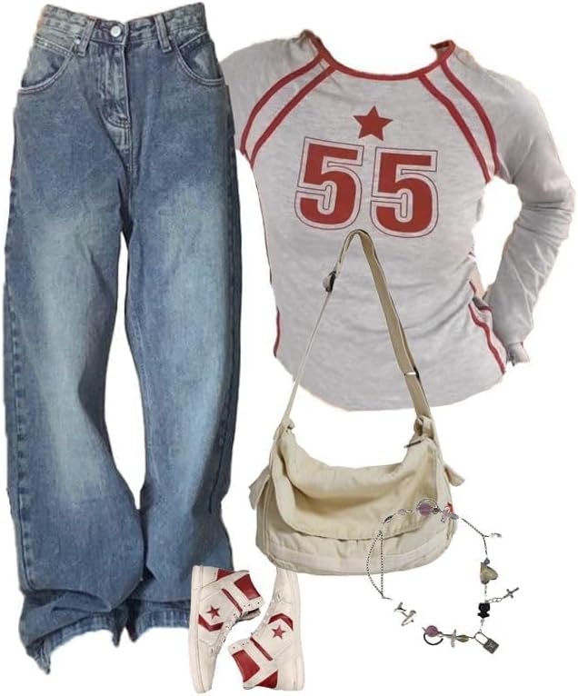 EMMIOL Jeans de mezclilla para mujer, pantalones vaqueros de pierna ancha, pantalones vaqueros holgados de cintura baja para mujer, pantalones vaqueros holgados tipo boyfriend, pantalones vaqueros Y2K 90S 