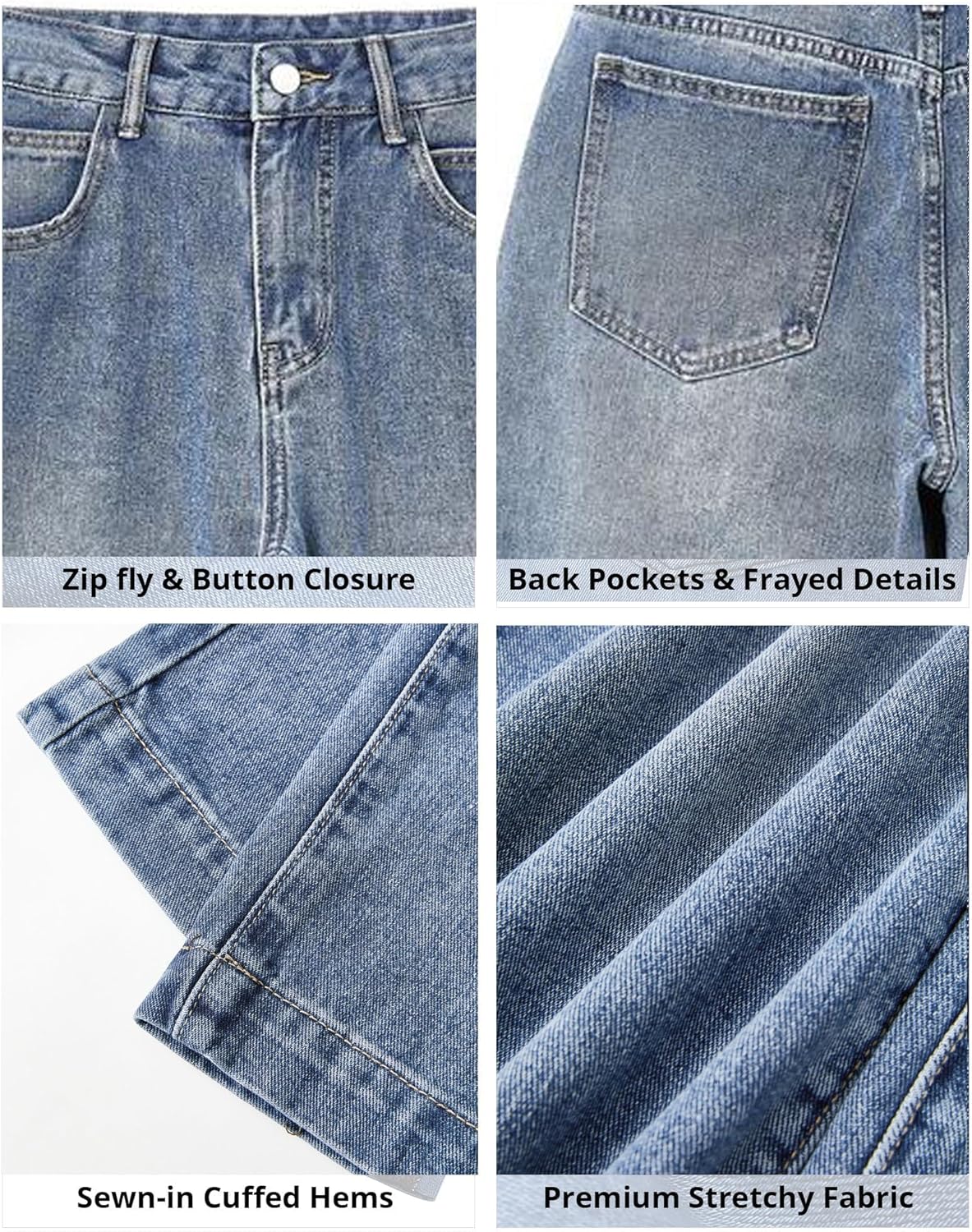EMMIOL Jeans de mezclilla para mujer, pantalones vaqueros de pierna ancha, pantalones vaqueros holgados de cintura baja para mujer, pantalones vaqueros holgados tipo boyfriend, pantalones vaqueros Y2K 90S 