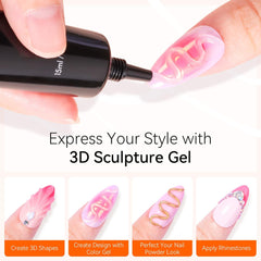 Makartt 3D Sculpting Nail Gel Glue 15g - No-Wipe Clear Polish for DIY Art: Drawing, Molding, Sculptures & Decor
