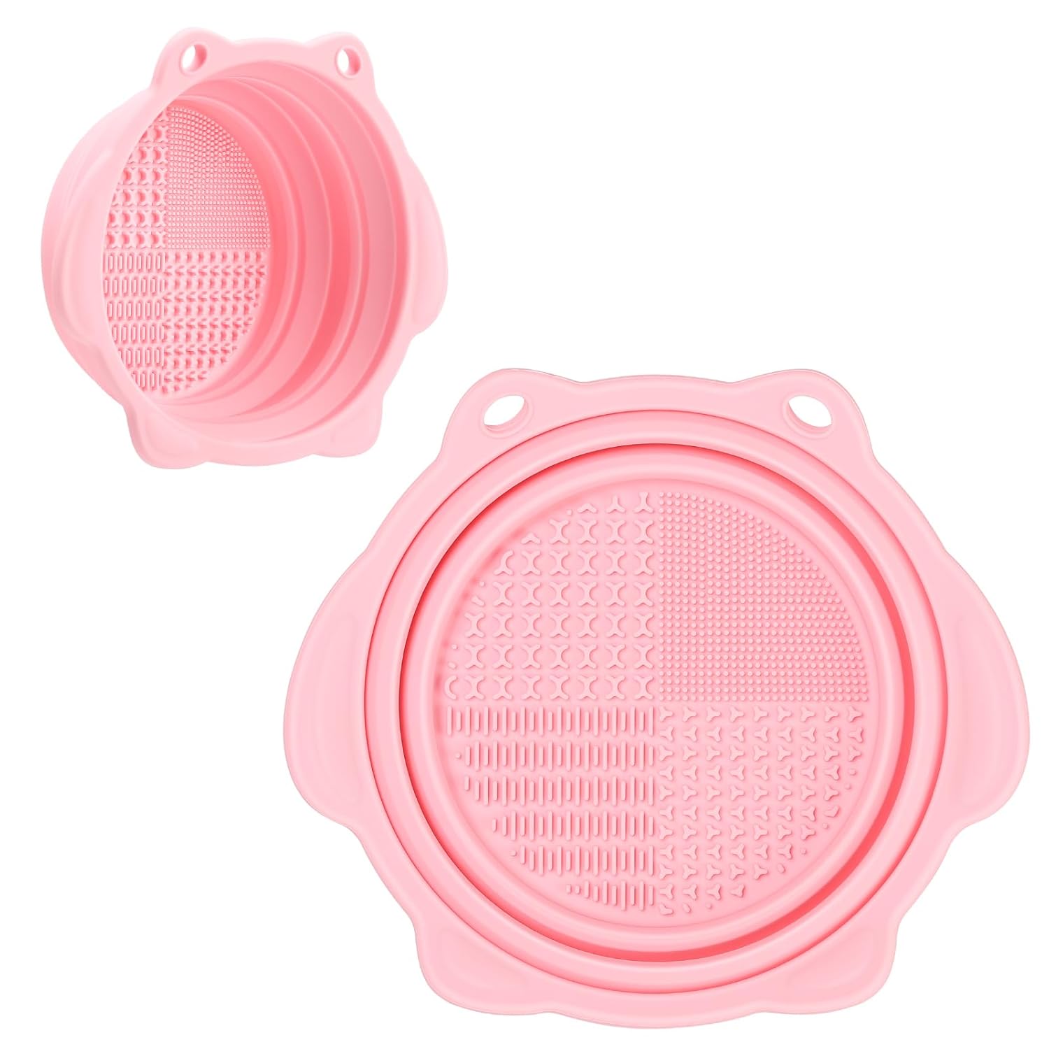Foldable Silicone Makeup Brush Cleaner Bowl - Etercycle Portable Cleaning Tool for Brushes, Powder Puffs, and Sponges (Pink)