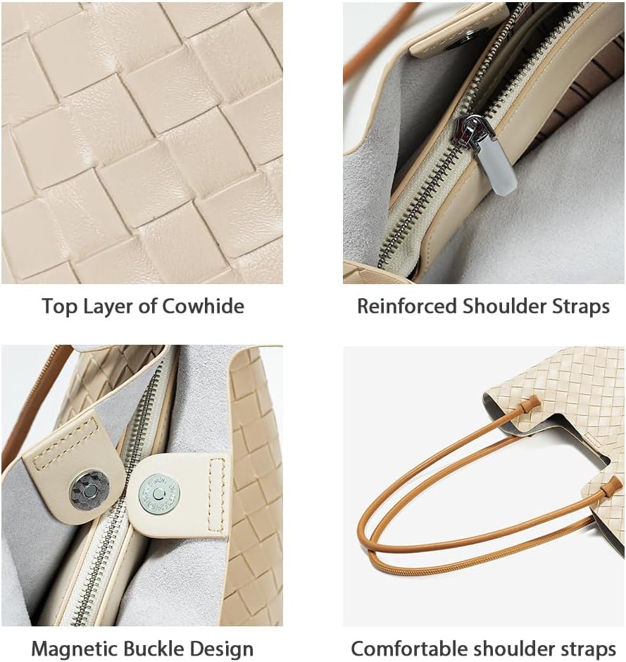 Bolso de mano de piel auténtica para mujer, tipo cartera, con asa superior, suave, para hombro, con cremallera, de tamaño mediano, para viajes de trabajo 