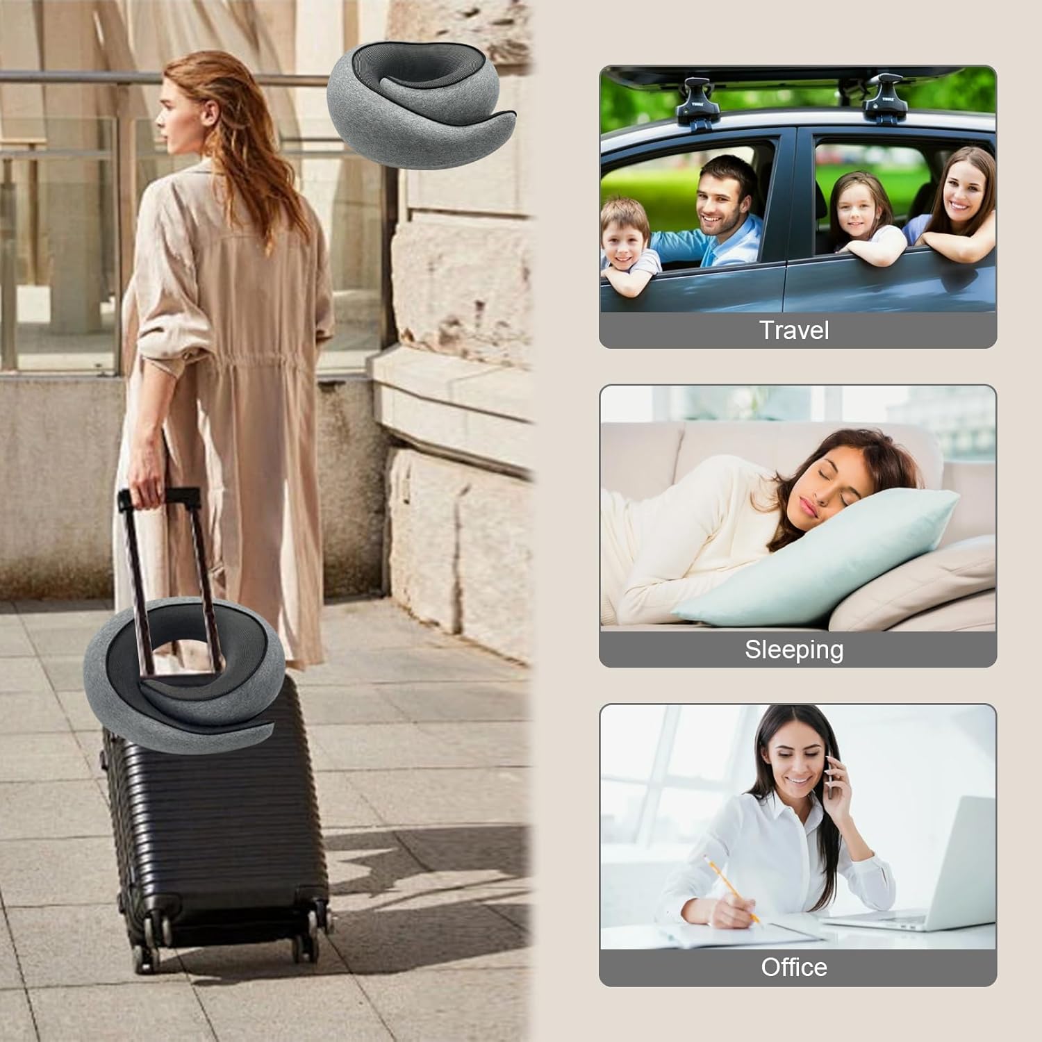 Memory Foam Travel Pillow—For Airplanes, Lightweight, Comfortable
