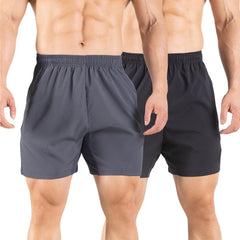 Men's 5" Running Shorts 2 Pack Quick Dry Athletic Workout Gym Shorts with Zipper Pockets