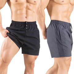 Men's 5" Running Shorts 2 Pack Quick Dry Athletic Workout Gym Shorts with Zipper Pockets
