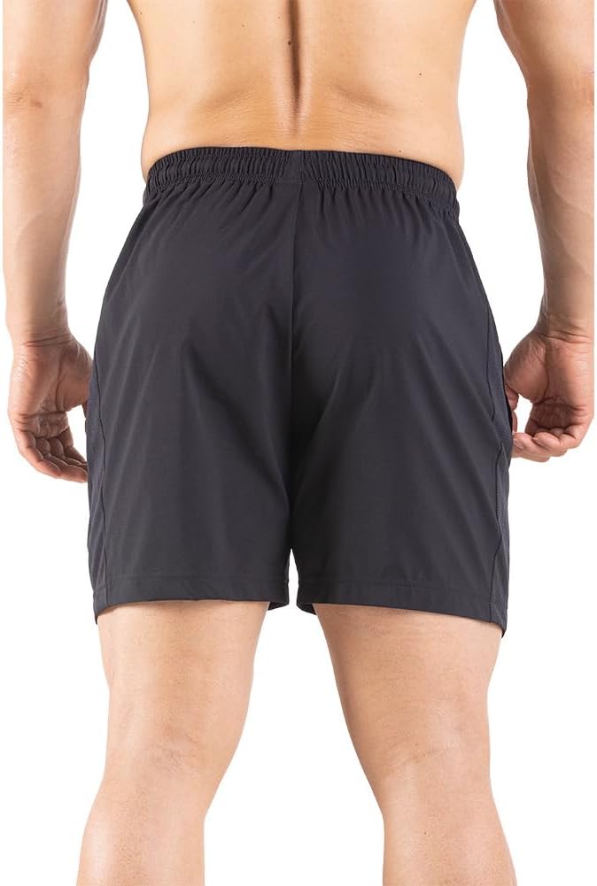 Men's 5" Running Shorts 2 Pack Quick Dry Athletic Workout Gym Shorts with Zipper Pockets