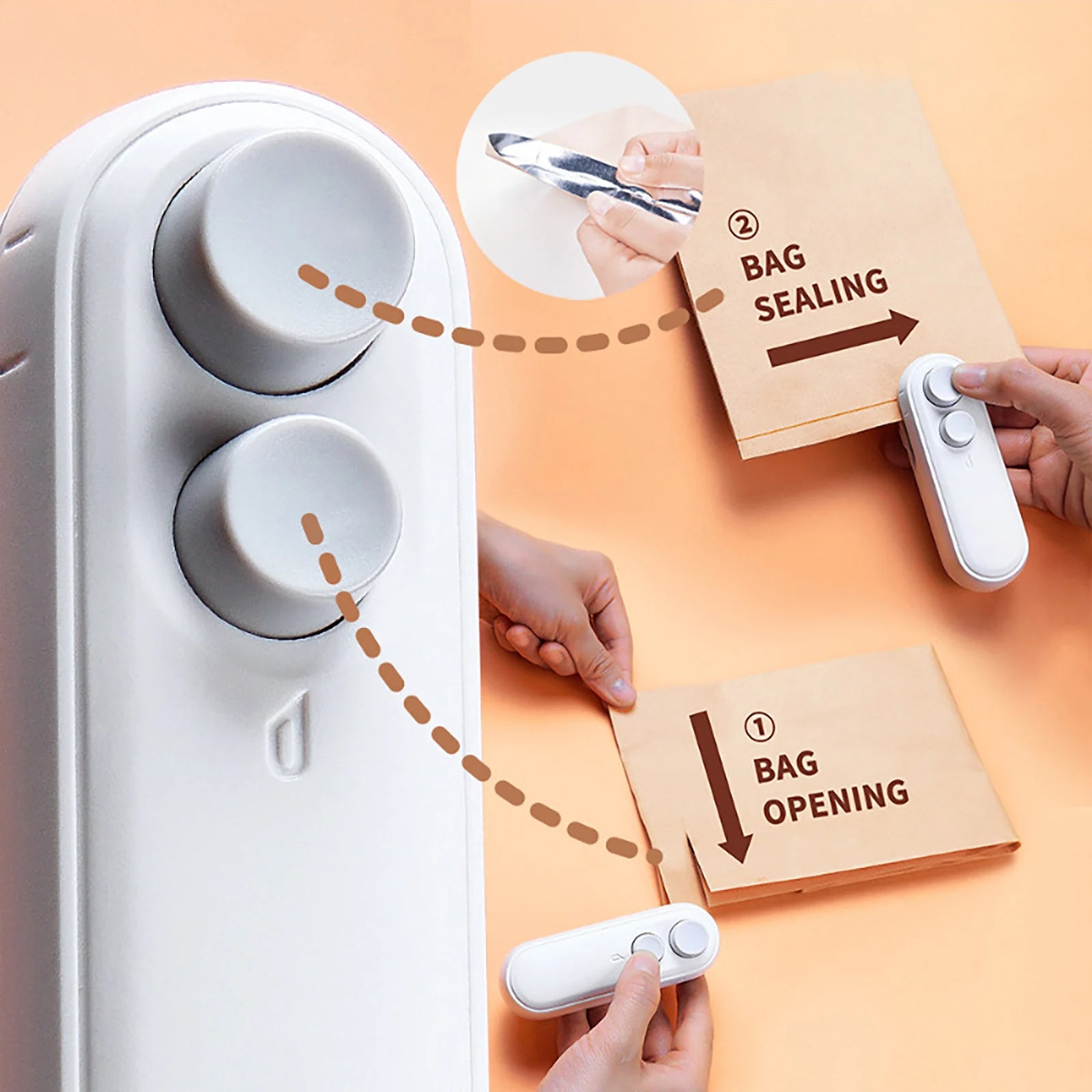 Mini Snack Bag Sealing Machine Rechargeable 2-in-1 Bag Heat Sealing Machine with Chip Cutter