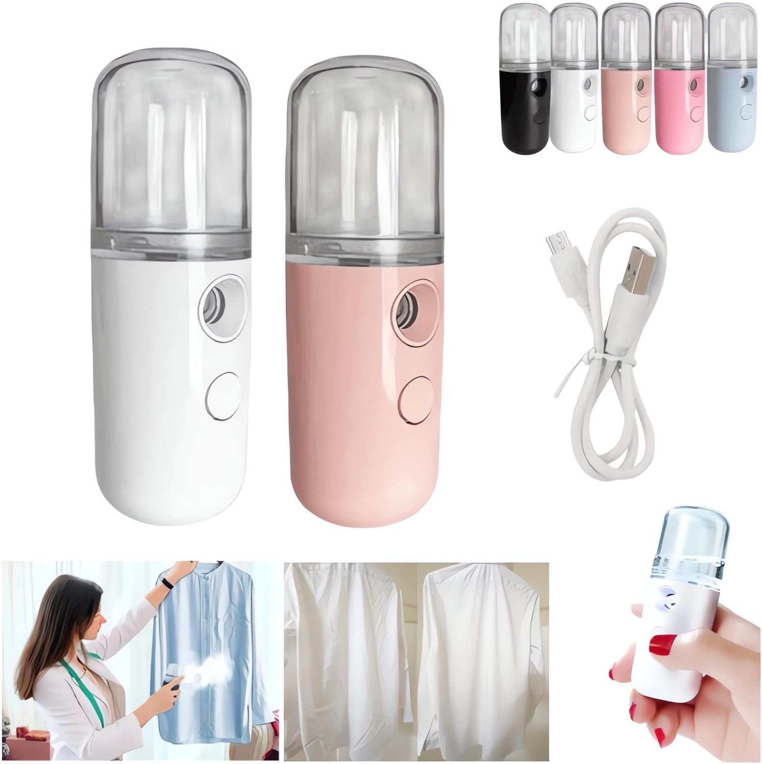 2PCS Easy Care Sunshine 15s Heat-Up Mini Travel Steamer Rechargeable Cordless Clothes Steamer Battery Operated Eco-friendly