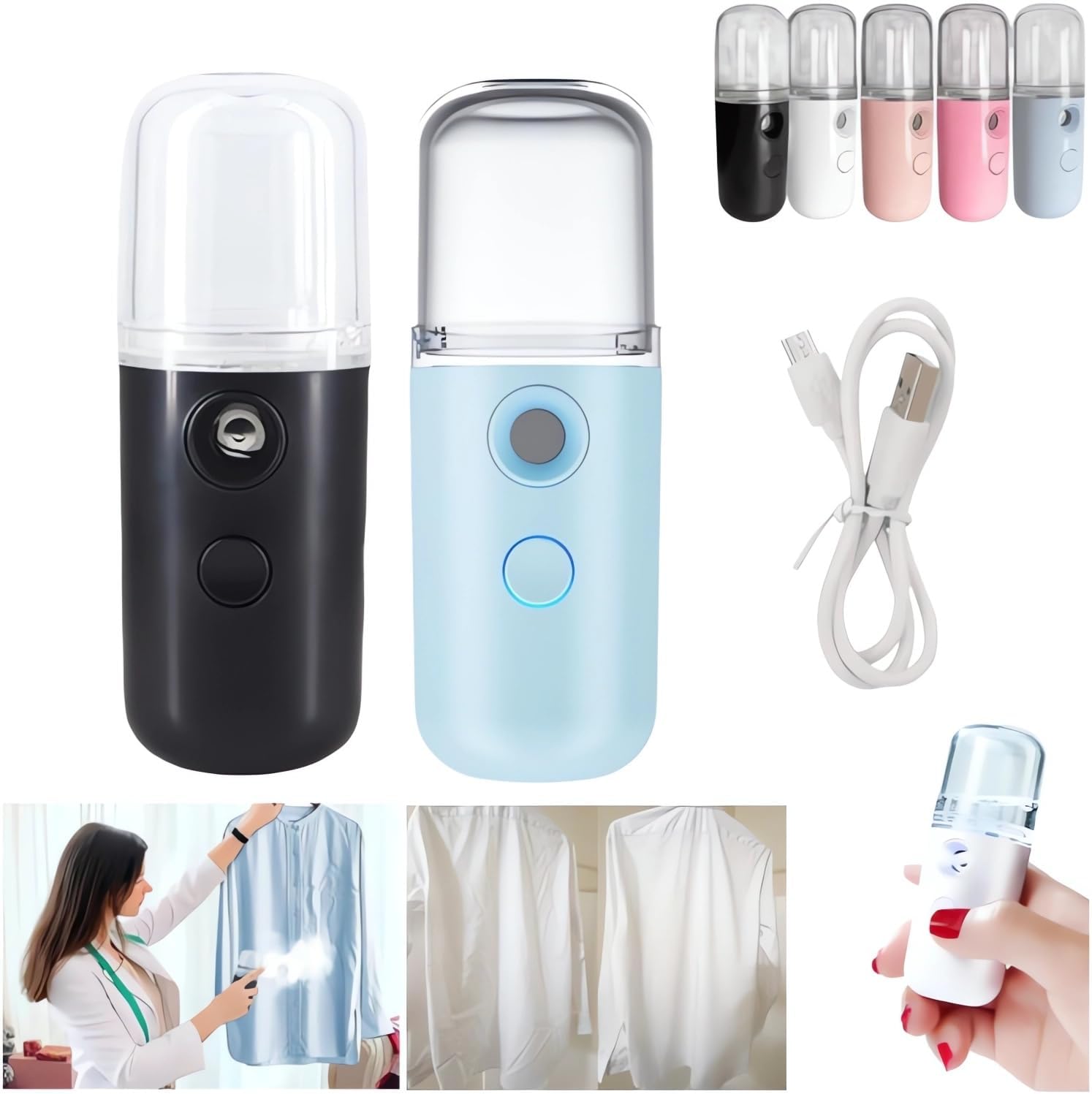 2PCS Easy Care Sunshine 15s Heat-Up Mini Travel Steamer Rechargeable Cordless Clothes Steamer Battery Operated Eco-friendly