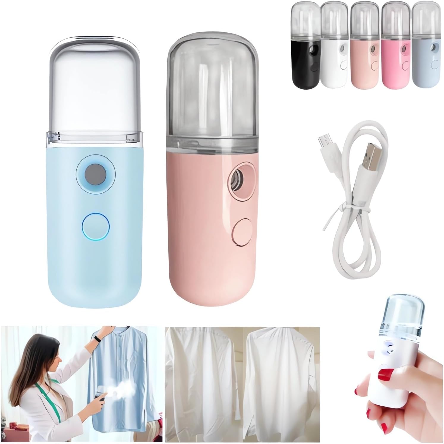 2PCS Easy Care Sunshine 15s Heat-Up Mini Travel Steamer Rechargeable Cordless Clothes Steamer Battery Operated Eco-friendly