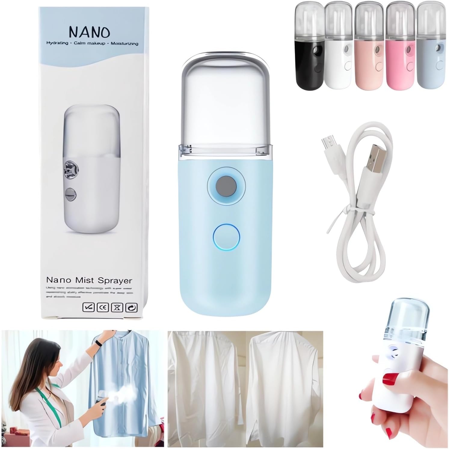 2PCS Easy Care Sunshine 15s Heat-Up Mini Travel Steamer Rechargeable Cordless Clothes Steamer Battery Operated Eco-friendly