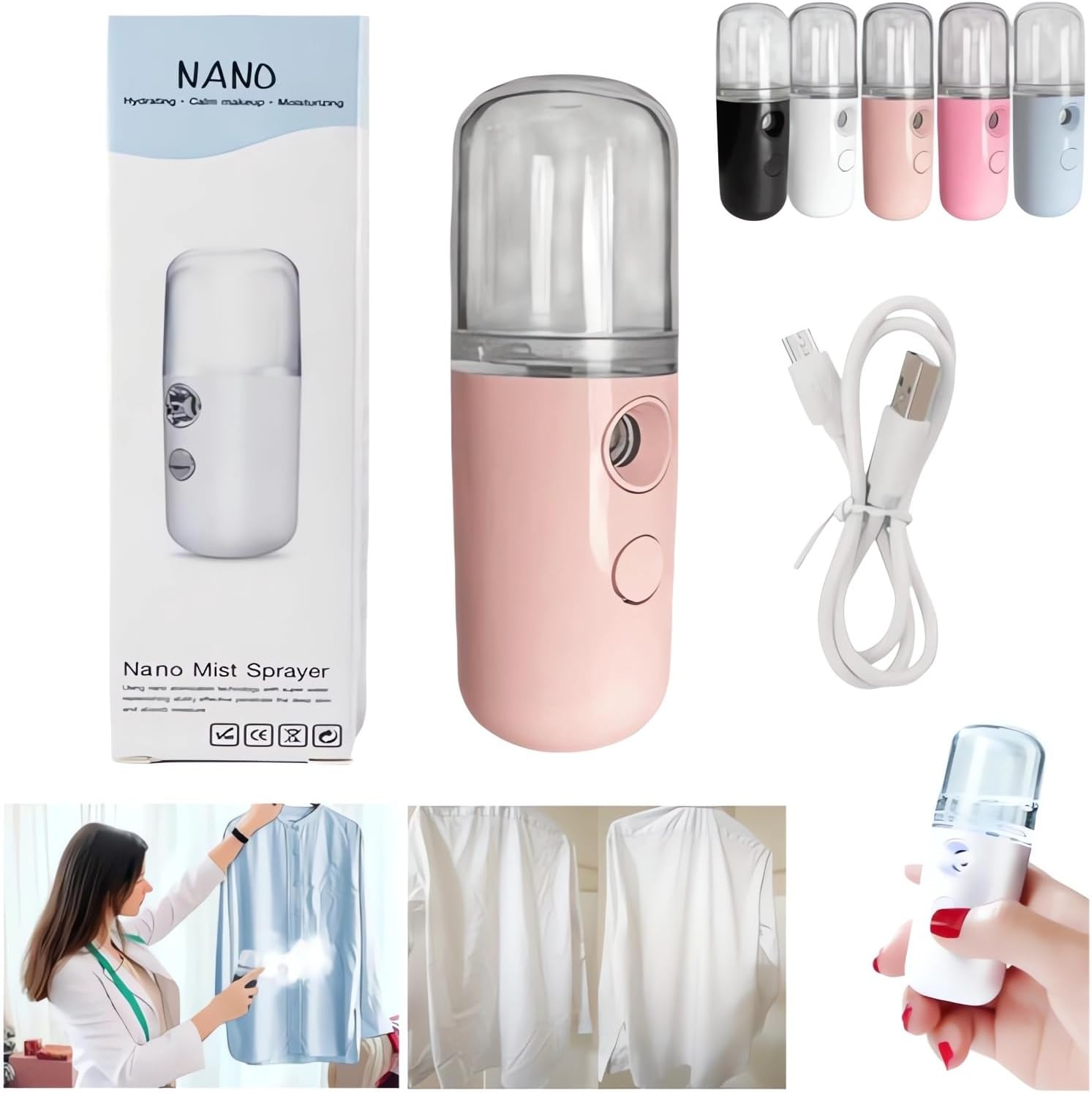 2PCS Easy Care Sunshine 15s Heat-Up Mini Travel Steamer Rechargeable Cordless Clothes Steamer Battery Operated Eco-friendly