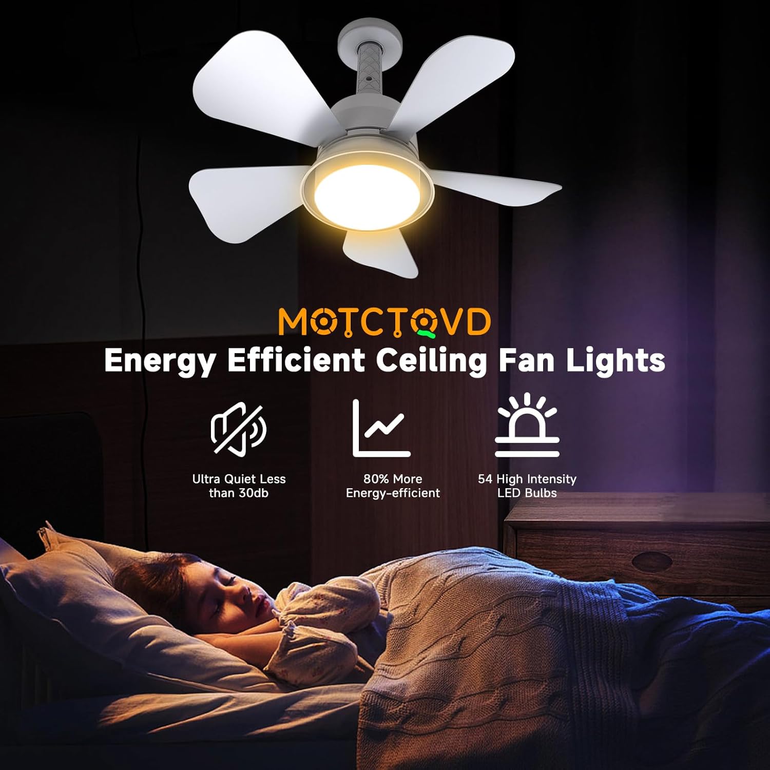 Modern Ceiling Fan w/ 1000L LED & Remote - 3-Color 3000K-6000K Dimmable, Multi-Room Use