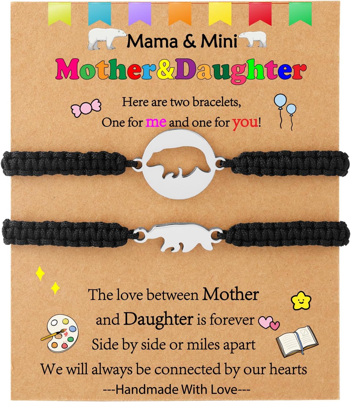 Mother Daughter Bracelets, Mother Son Bracelets Mommy and Me Back to School Kindergarten Gifts Matching Bracelets Set for Mother's Day Gifts