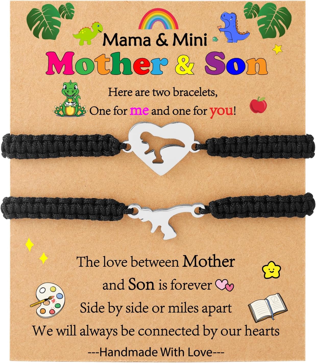 Mother Daughter Bracelets, Mother Son Bracelets Mommy and Me Back to School Kindergarten Gifts Matching Bracelets Set for Mother's Day Gifts