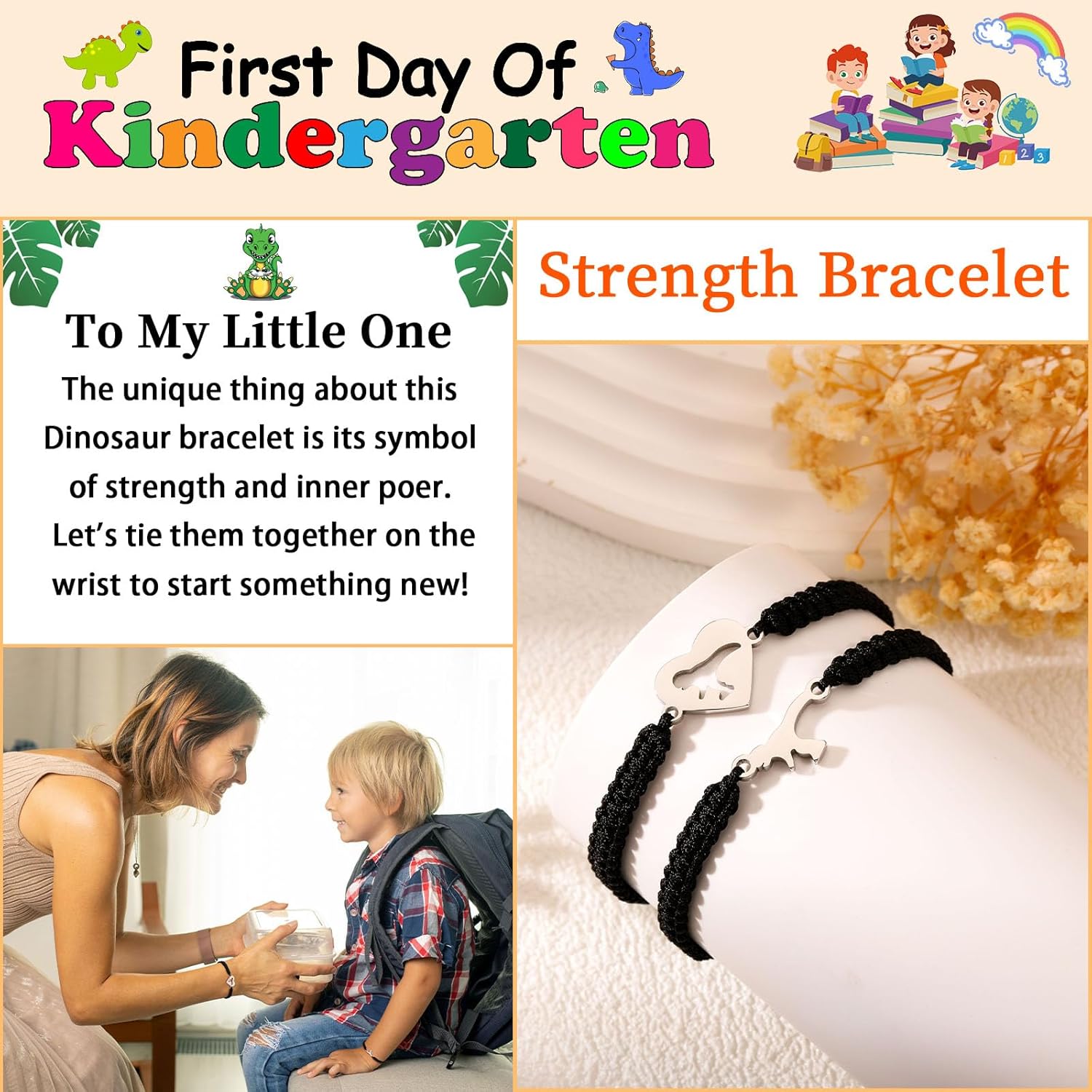 Mother Daughter Bracelets, Mother Son Bracelets Mommy and Me Back to School Kindergarten Gifts Matching Bracelets Set for Mother's Day Gifts