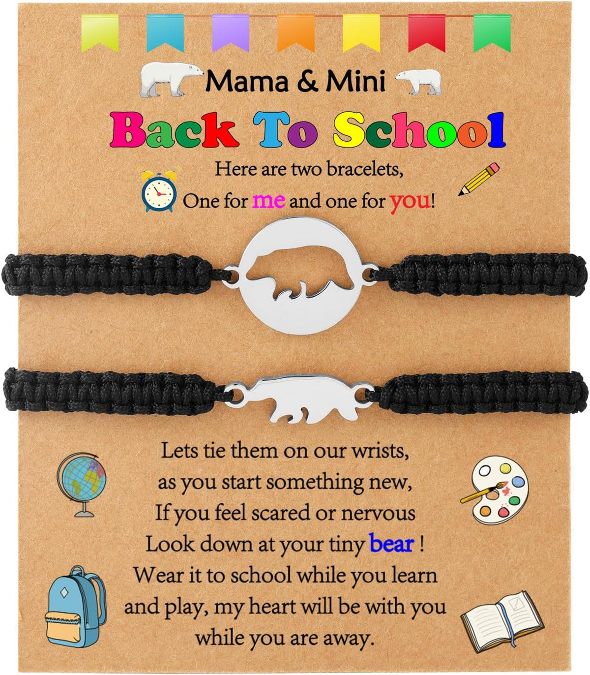 Mother Daughter Bracelets, Mother Son Bracelets Mommy and Me Back to School Kindergarten Gifts Matching Bracelets Set for Mother's Day Gifts